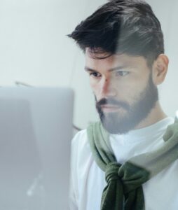 man working on computer