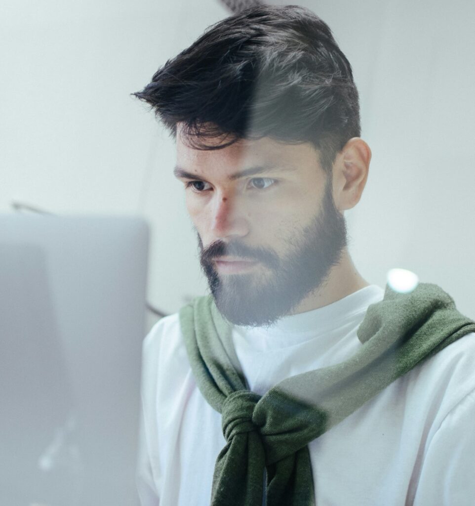 man working on computer